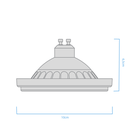 AR111 MACROLED ALUM GRIS 15W GU10 AC200-240V CALIDO 2700K DIM 30º
