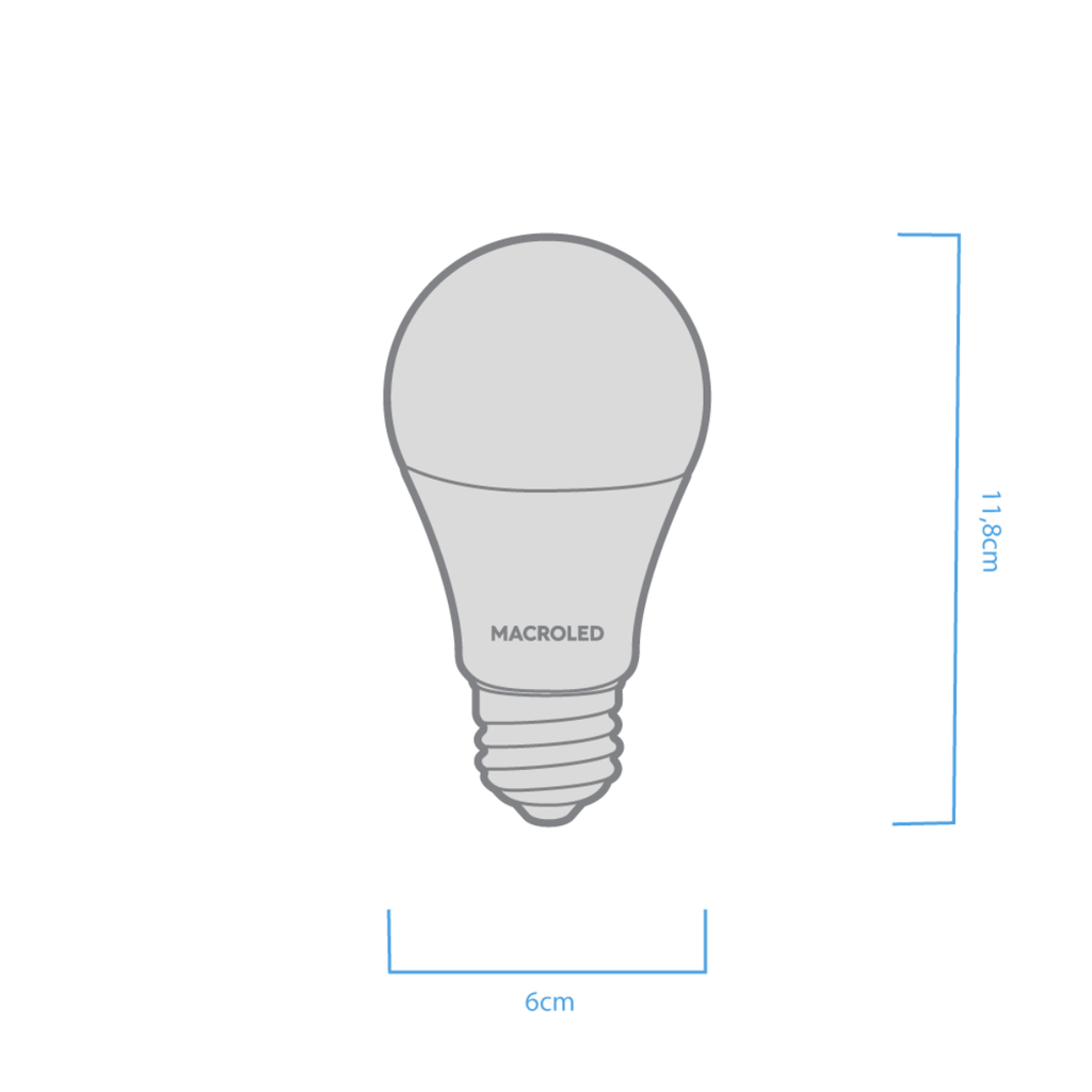 BULBO A60 MACROLED 12W E27 AC180-240V CALIDO 3000K