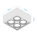 PLAFON CARDANICO AR111 X4 BLANCO