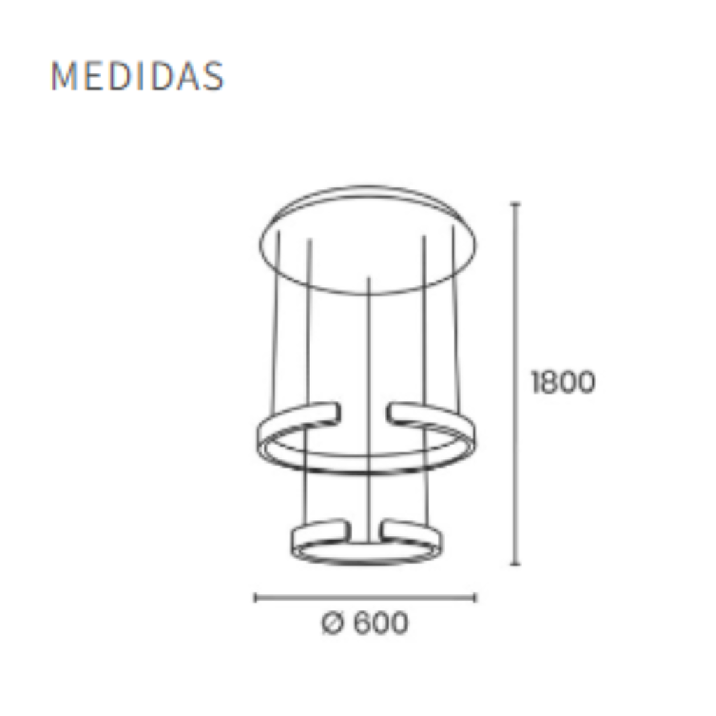 Colgante doble ø60cm y ø40cm de aluminio, de 50w+30w led