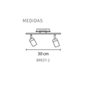 Spot 2L base platil; tulipa acrilico en led 2x5w