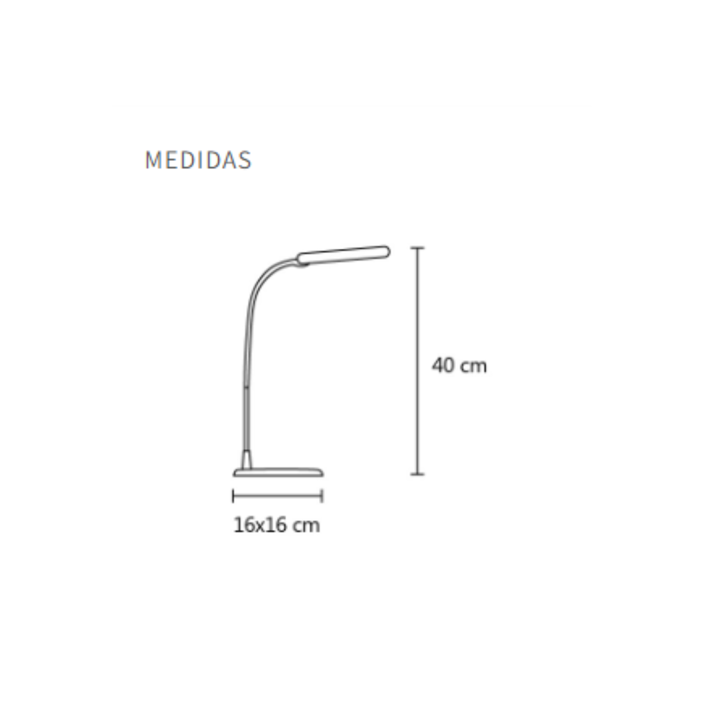 Velador flexible gris con 3 intensidades de luz de led