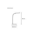 Velador flexible gris con 3 intensidades de luz de led