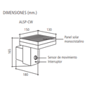 LUMINARIA A LED DE EXTERIOR AUTÓNOMO SOLAR - DE PARED - CUADRADO - Bateía: Li-Ion 3,7 V - 2600 mAh - Luz Natural - Autonomía 24hs