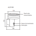 LUMINARIA A LED DE EXTERIOR AUTÓNOMO SOLAR - DE PARED - REDONDO - Bateía: Li-Ion 3,7 V - 2600 mAh - Luz Natural - Autonomía 24hs