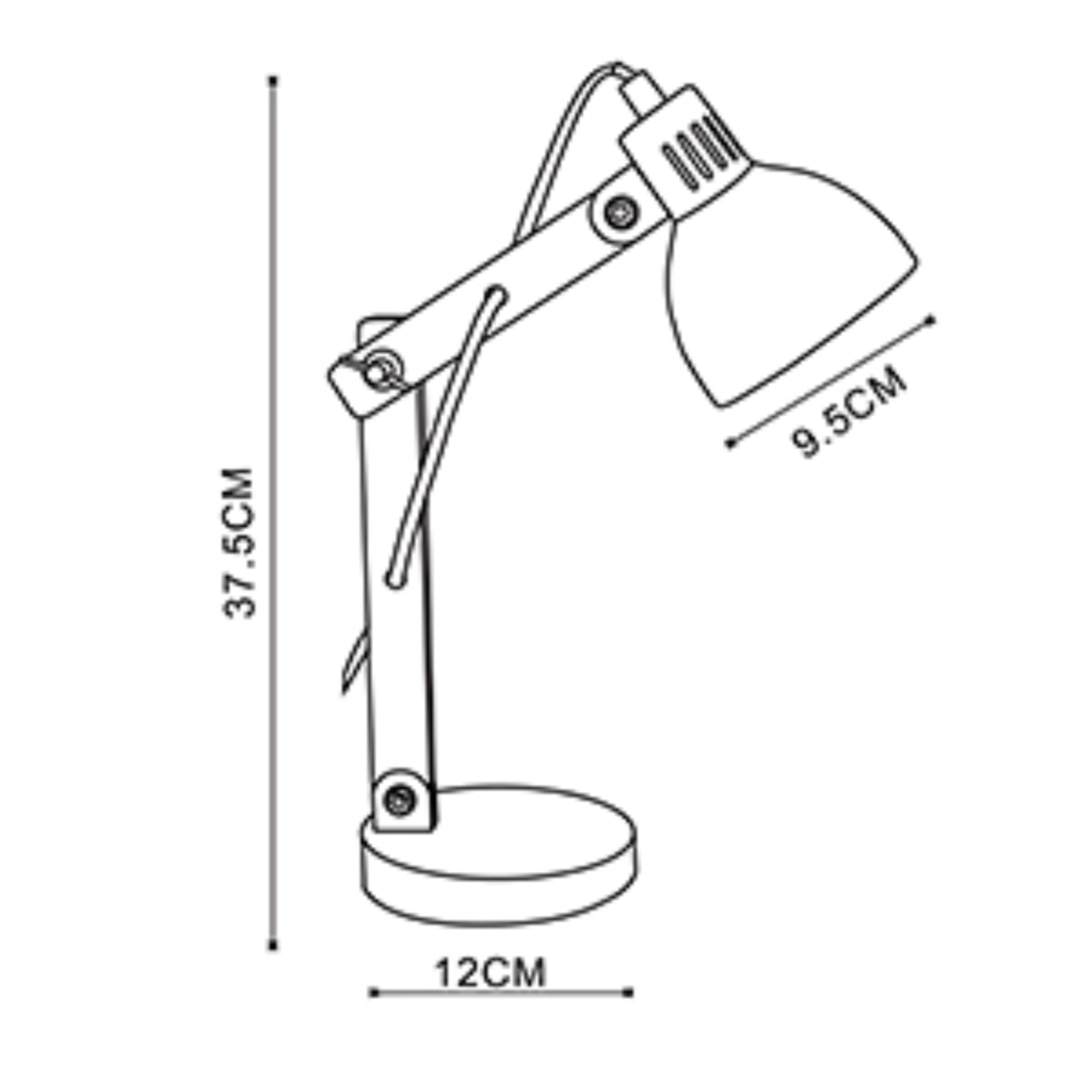 LÁMPARA DE ESCRITORIO E14 W: 12cm
H: 37,5cm
D: 12cm  
