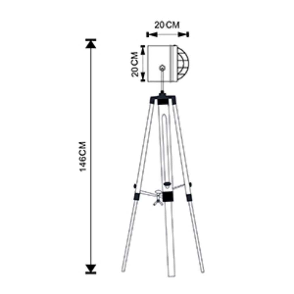 LÁMPARA DE PIÉ E27 W: 20cm
H: 146cm
D: 20cm  