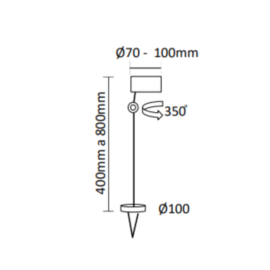 JD-40/1 (jabalina dicro cabezal Draco 40cm altura 1 luz)