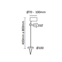 JD-40/1 (jabalina dicro cabezal Draco 40cm altura 1 luz)