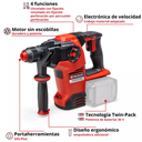 Rotomartillo Inalambrico HEROCCO 36/28. Batería Compatible con Power X-Change - 36V - Velocidad:1200 min-1 -Capacidad de perforacion en concreto: 28 mm -SDS Plus. Motor sin carbones. Energia de impacto 3,2J. Equipo sin baterias ni cargador.