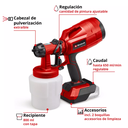 TC-SY 18/60 Li sola- Pistola de pintar inalámbrica 18V. Capacidad del tanque 800ml - Salida de aire ajustable a posición vertical y horizontal - Batería compatible con Power x-Change. Equipo sin batería ni cargador.