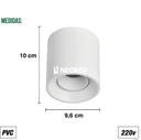 ARTEFACTO PLAFON REDONDO DICRO X1 MOVIL PVC BLANCO RANURADO