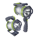 Linterna Led 60WLed + Luz de camping + Luz intermitente + Estación de carga -  Apto intemperie - +Indicador de nivel de batería - Manija plegable en dos posiciones  Base plegable - Cargador 220V + p/auto + cable USB  incluidos - Autonomía aproximada 3,5 / 1,5Hs. - Batería de Litio