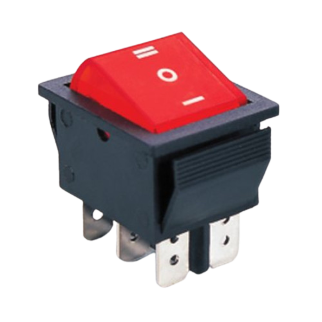 LLAVE TECLA 15A 6 PATAS C/LUZ ROJA INVERSORA 1 0 2