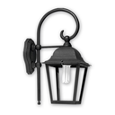 Farol cuatro caras , abierto abajo, techo desmontable, ménsula rizo de PVC negro