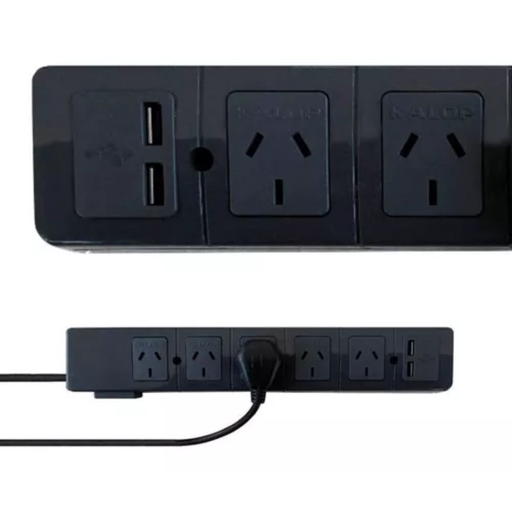 [KALKS50411] Prolongador múltiple 5 tomacorrientes + USB doble con llave térmica luminosa Color: Negro