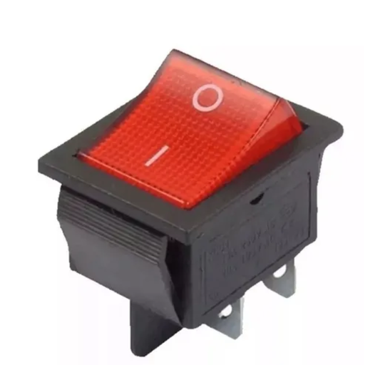 [CHJ04837] LLAVE TECLA 15A 4 PATAS C/LUZ ROJAB   SS334 BR