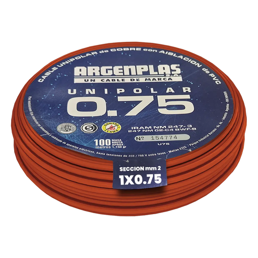 [ARGU075MABO] Cable Unipolar Flexible 0.75 mm Argenplas Marrón