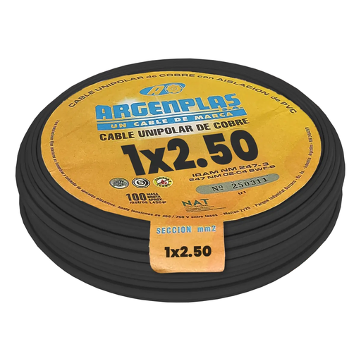 [ARGU250NEBO] Cable Unipolar 2.5 mm Argenplas Negro