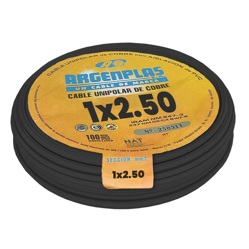 [ARGU250NERO] Cable Unipolar 2.5mm Argenplas Negro