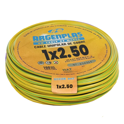 [ARGU250VARO] Cable Unipolar 2.5mm Argenplas Verde Amarillo