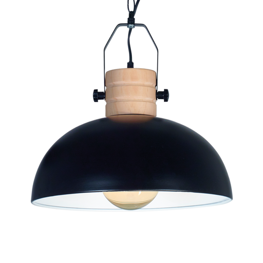 [DABCUENCAN] Colgante de chapa y madera ø40cm negro mate E27