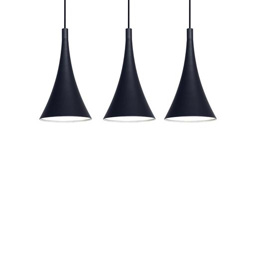 [DABSIONX3N] Colgante 3L forma conica ø20cm, en liston 80cm Negro 3xE27