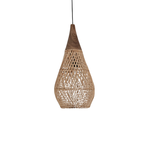 [CHJNERLIGURIA] NERVO LAMPARA LIGURIA RATAN CON ESTRUCTURA DE METAL Y CABEZAL DE MADERA MACIZA 25cm x 35cm x 50cm DE ALTURA